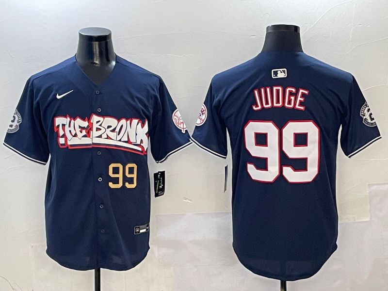 Men New York Yankees 99 Judge Drak Blue four generations Joint Name 2025 Nike MLB Jersey style 4114